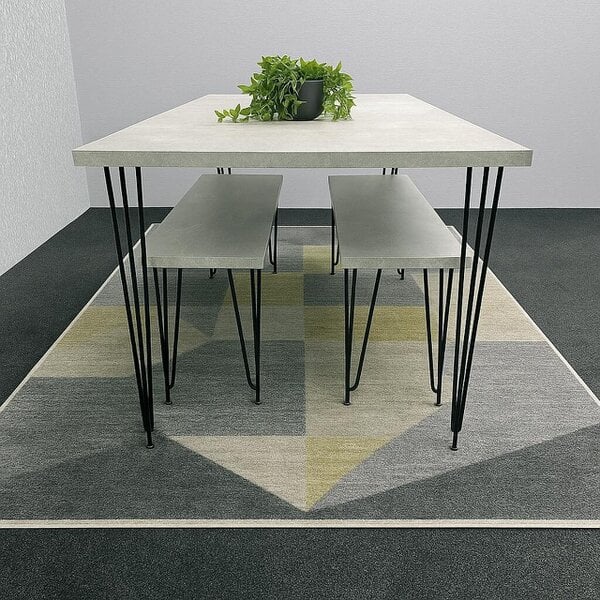 Kosy Koala Modern Grey Dining Table with 2 Benches Dining Room Furniture