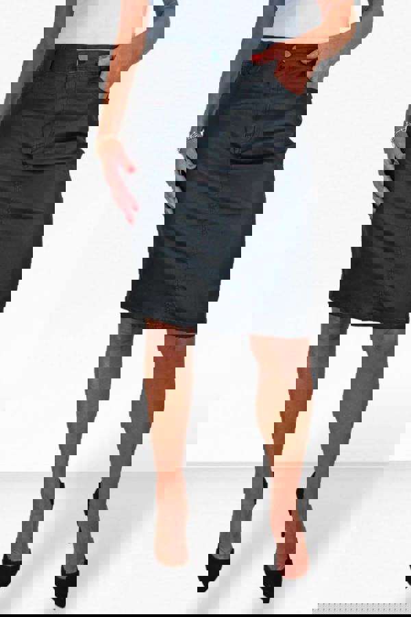 Paulo Due Women's Faux Leather Knee Length Skirt