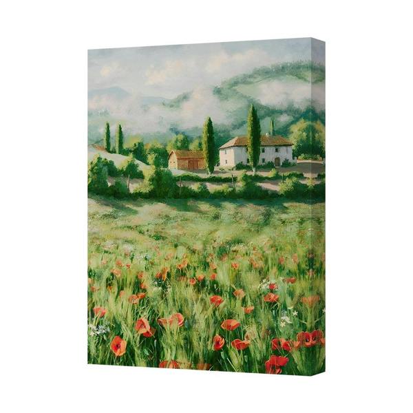 Benjamin Tate Design Canvas Art Landscape Of Countryside With Farmhouse And Poppies