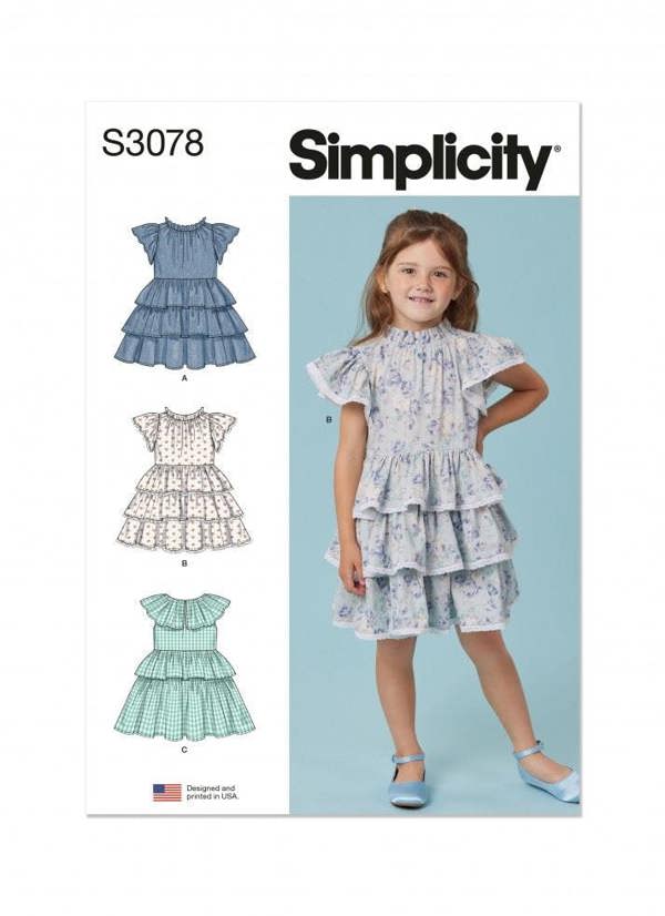 Simplicity Sewing Pattern 3078, Dresses for Kids, A (3-4-5-6-7-8) - Intermediate