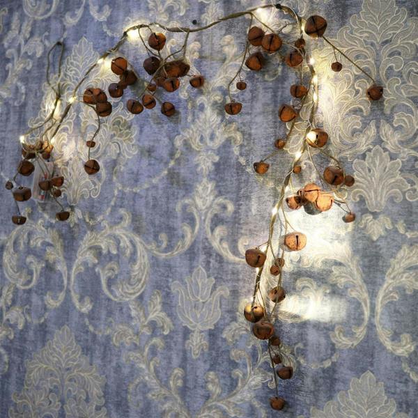 15cm Pre-Lit Hanging Garland Decoration Rustic Bells with 20 Warm White LEDs image 4
