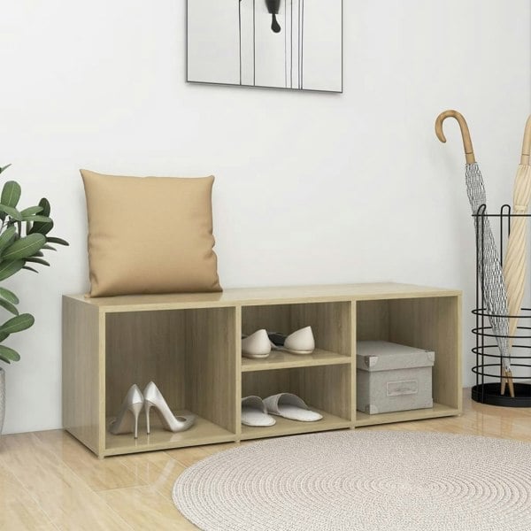 Berkfield Shoe Storage Bench Sonoma Oak 105x35x35 cm Engineered Wood
