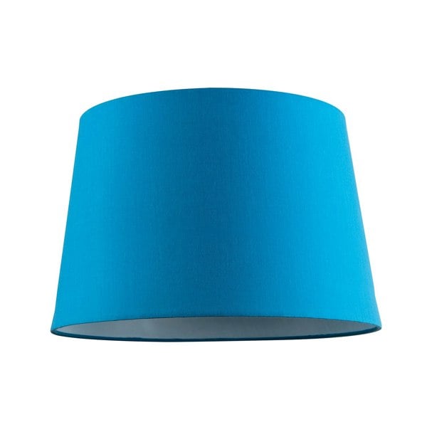 Royal Blue Cotton Fabric 12inch Drum Lampshade with White Cotton Inner Image 1