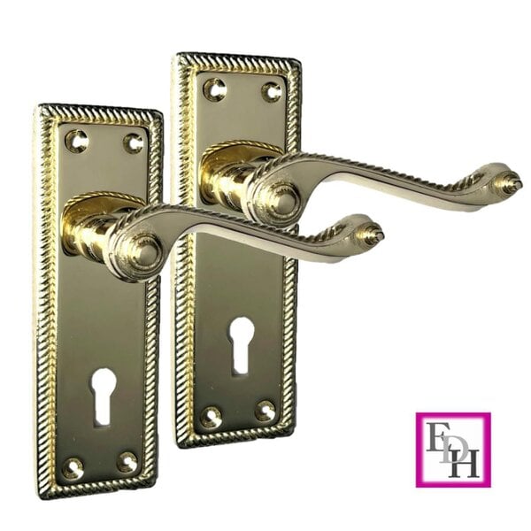 EDH Door Hardware Georgian Style Scroll Brass Finish Door Handles – Internal Door Handles