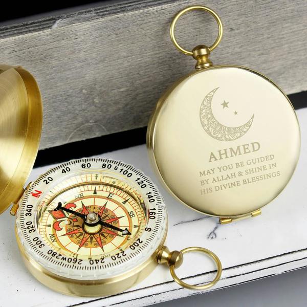 Personalised Eid And Ramadan Keepsake Compass - alternative angle