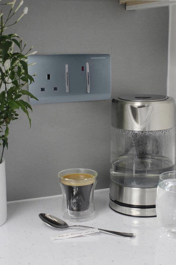 Trendi Switch 45 Amp Cooker Switch & 13 Amp Plug Socket with Neon in Warm Grey