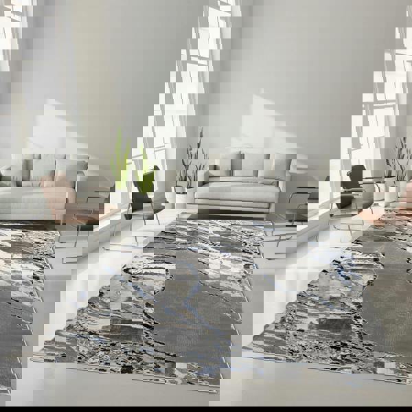 Smart Living Parma Modern Shimmer Rug - Blue