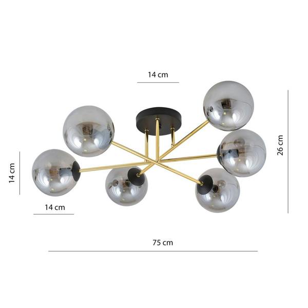 Emibig MAGNUM Ceiling lamp  2 x E14  Black, gold with Graphite Shade