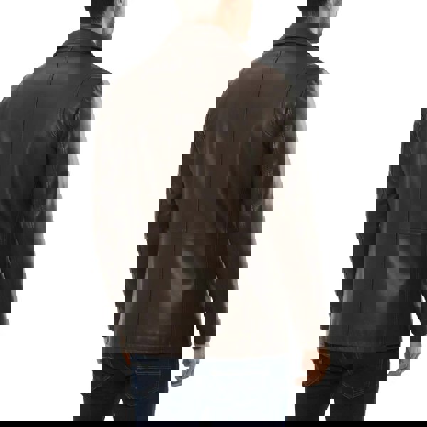 Leather Company Men's Leather Car Coat Collared Blazer Style Jacket