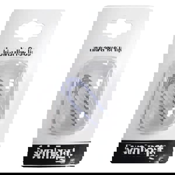 SwimExpert universal nose clip in clear packaging, premium grey silicone for swimmers