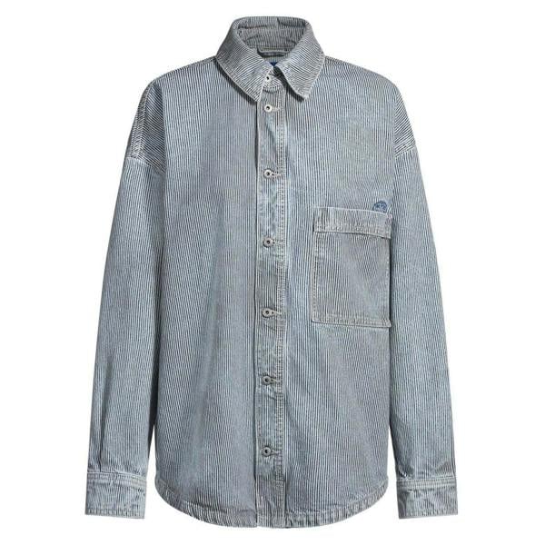 Hugo Mens Pinstripe Relaxed Fit Shirt - Bright Blue - 