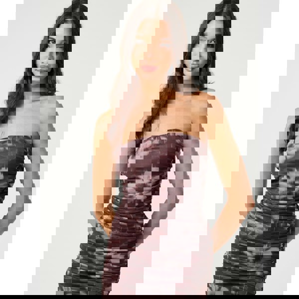 Pink Vanilla Ruched Floral Print Midi Dress