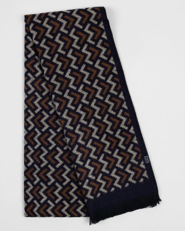 Steel & Jelly Cley – Navy Geometric Patterned Scarf