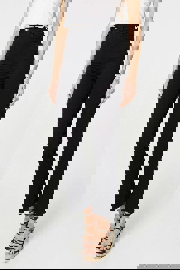 Black | High Waist Bootcut Straight Jeans
