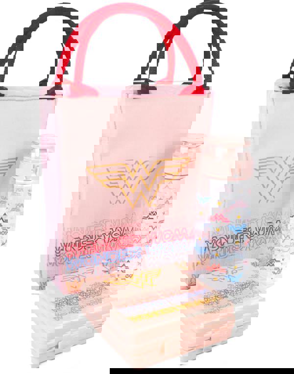 DC Comics Womens Pink Logo & Icon Print Lunch Bag Bottle and Snack Pot (One Size)