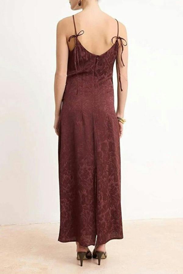 WOVCOR Midi Woven Dress with Gathering and Drape Details