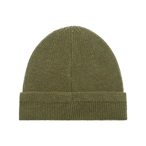 Lyle & Scott Racked Logo Ribbed Beanie - Olive