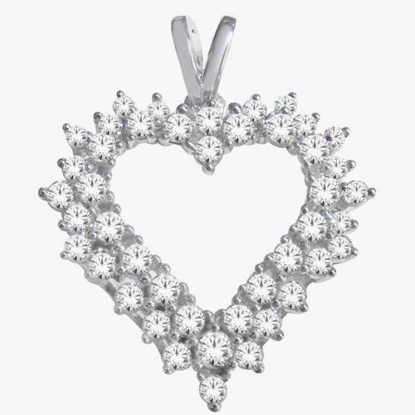 T. H. Baker 9ct White Gold 1.00ct Diamond Open Heart Pendant TH0121787