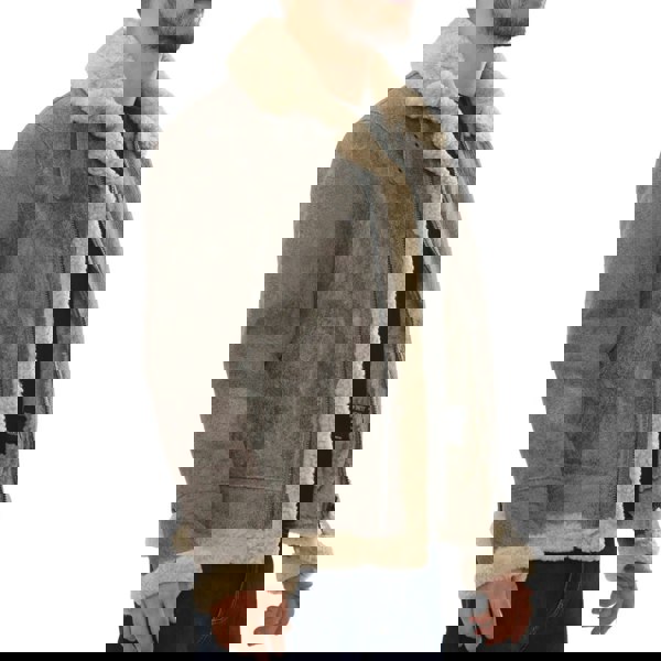 Leather Company Men's Grey Shearling Leather B3 Aviator Bomber Jacket