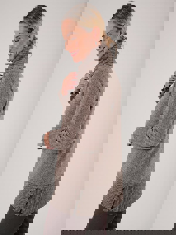 PennyPlain Rib Hem Cowl Tunic - Latte