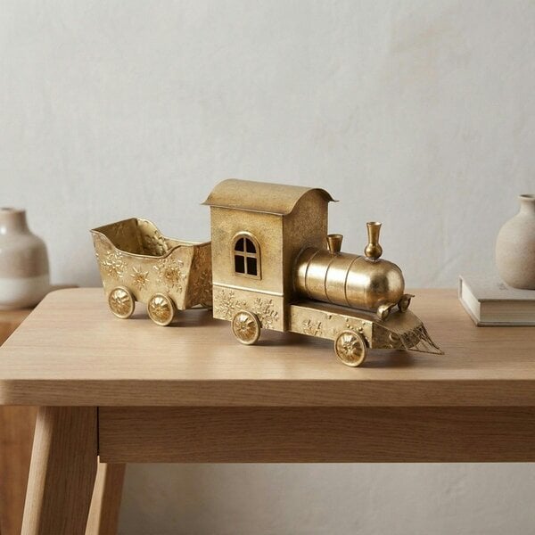 Garden Greatness Gold Train Decor Ornament