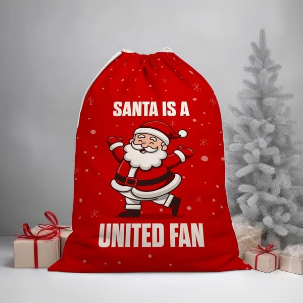 BritishmadeGifts Santa is a United Fan - Football Fan Santa Sack