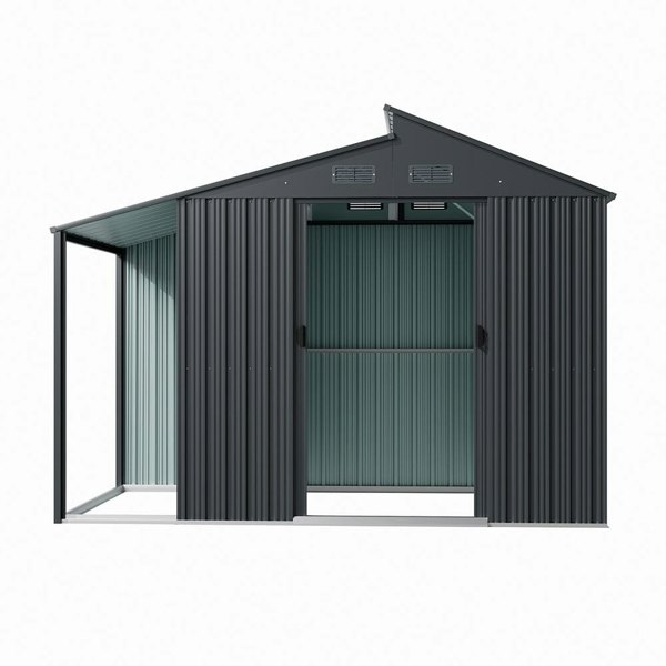 Outdoor Galvanized Steel Storage Shed with Lean-to Living and Home