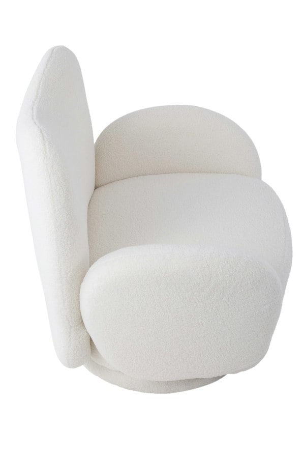 Living and Home Teddy Fur Upholstered Swivel Chair Armchair