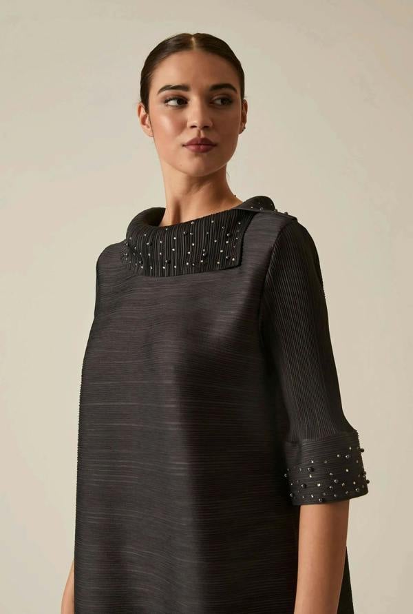 James Lakeland Charcoal Embellished Pleat Dress