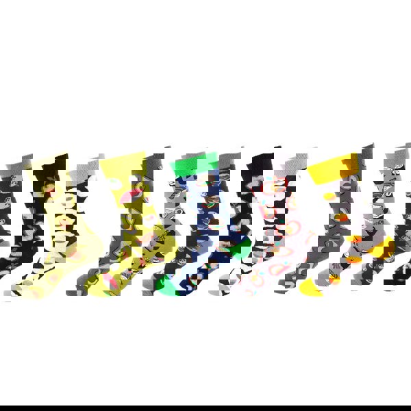 Anyfootwear 5 Pairs One Size 5-11 Mixed Color Set Random Food and Fruits Cotton Fashion Woman Skateboard Oil Paitiing