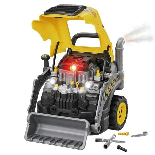 Bobobiy Kids Truck Engine Toy, Excavator Toy Steering Wheel with Spray, Lights and Sounds for 3-6 Years Boys Girls, Yellow