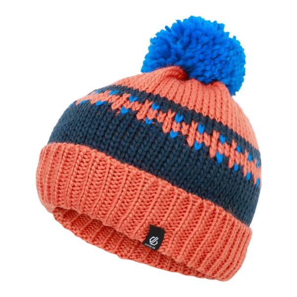 Dare 2B Childrens/Kids Boffin II Bobble Beanie - Orange Rush/Moonlight Denim - 