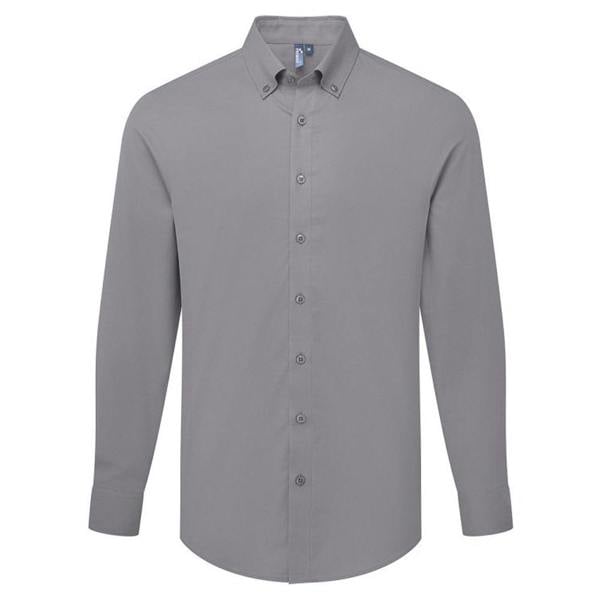 Premier Mens Supreme Oxford Long-Sleeved Shirt - Steel Grey
