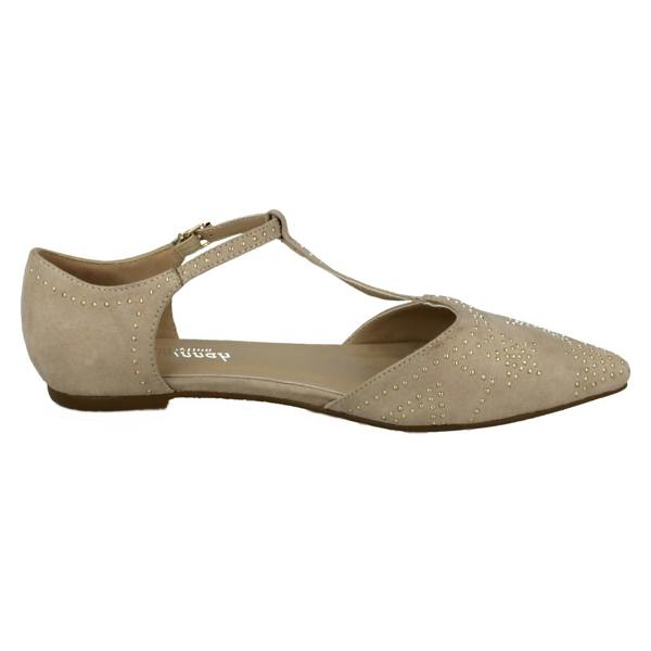 Savannah Ladies Savannah Flat T-Bar Buckle Strap Pointed Shoes