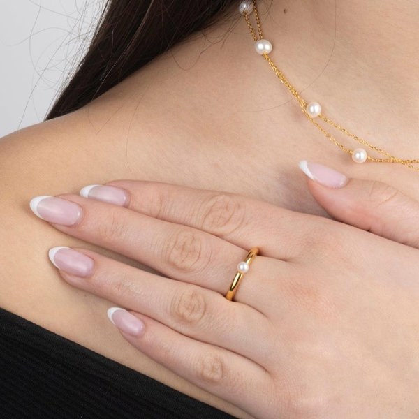 Gold Trip Pearl Stacker Ring