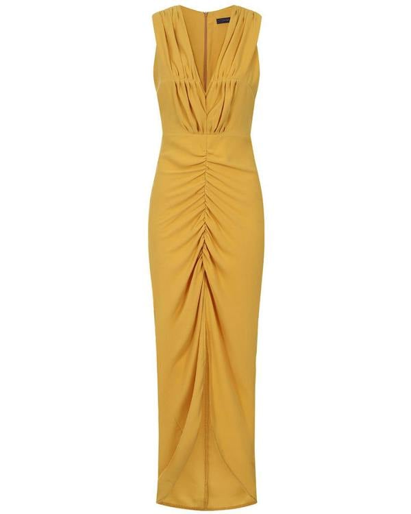 HotSquash Deep V-Neck Ruched Dress
