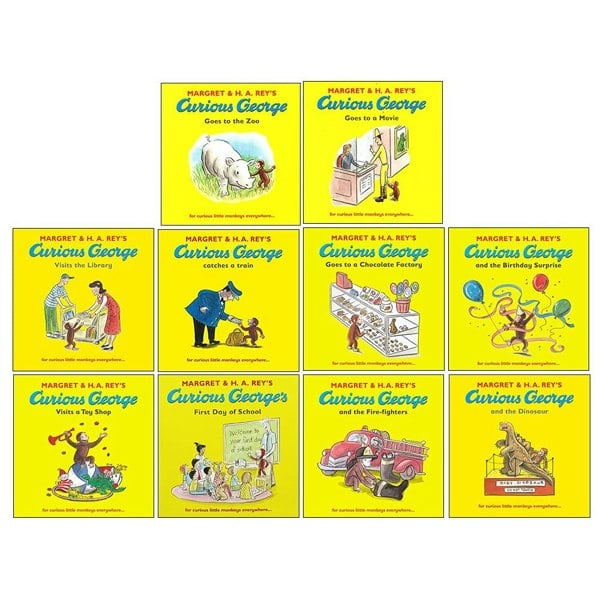 The Curious George Collection 10 Book Box Set Fire-fighters, Birthday Surprise, Dinosaur & MORE