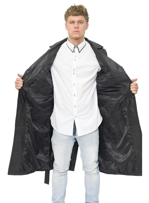 Infinity Leather Mens Leather Full Length Trench Coat-Appleton