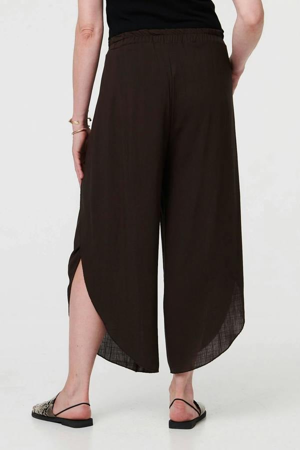 Brown | Layered High Waist Relaxed Wide Trousers