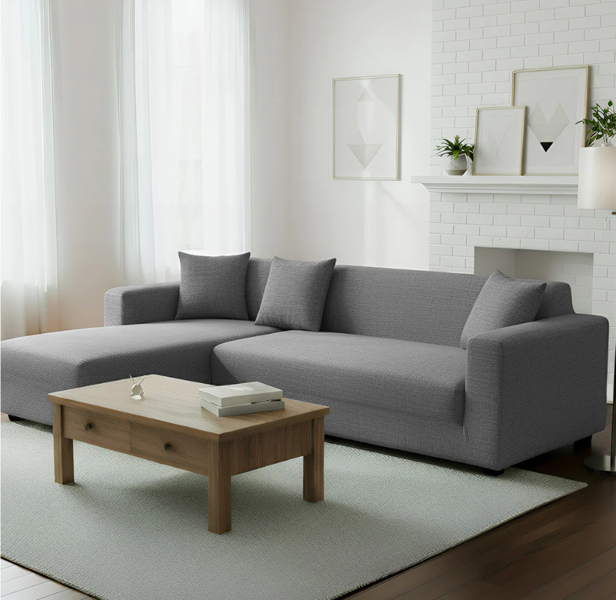 Anyseat 4 Seater Sofa Cover Plain Grey Style and Protection For Living Room Sofa Chair Elastic Stretchable Slipcover