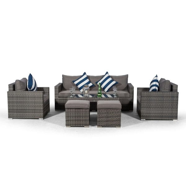 Giardino Sydney Rattan 5 Seater Sofa Set with Coffee Table and 2 Stools