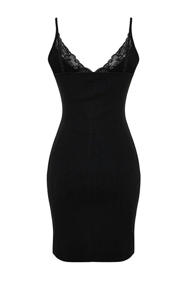 WOVCOR Cotton Lace Strappy Ribbed Knit Nightdress