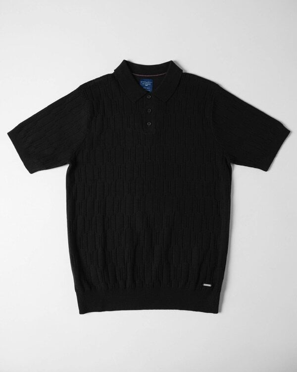 Steel & Jelly Tarvin - Geo Texture Knitted Polo Shirt