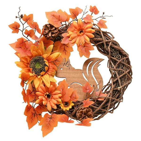 Country Living Handmade Autumn Wreath With A Squirrel