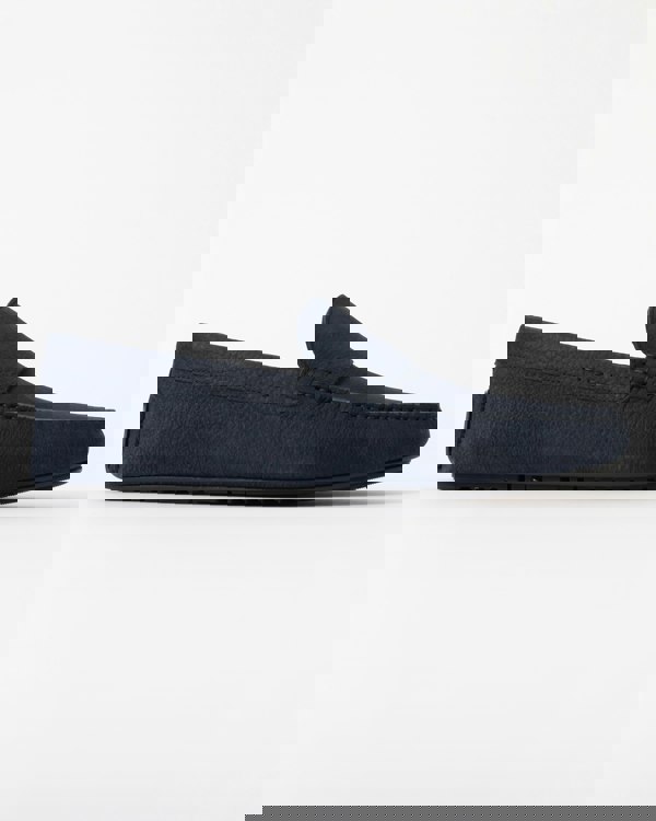 BOSS Orange Noel Mens Nubuck-Leather Loafers with Driver Sole - Dark Blue 402