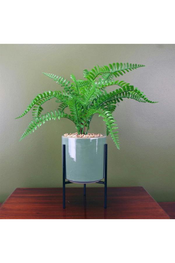 Dyzi Artificial Fern Plant With Ceramic Planter And Stand