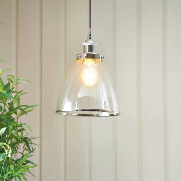 Pagazzi Lighting Brunswick Satin Nickel and Clear Glass  Easy-Fit Pendant Shade
