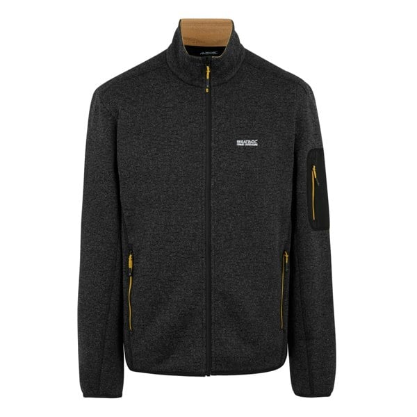 Regatta Mens Newhill Marl Full Zip Fleece Jacket - Black/Gold