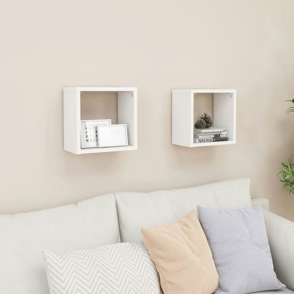 Berkfield Wall Cube Shelves 2 pcs White 26x15x26 cm