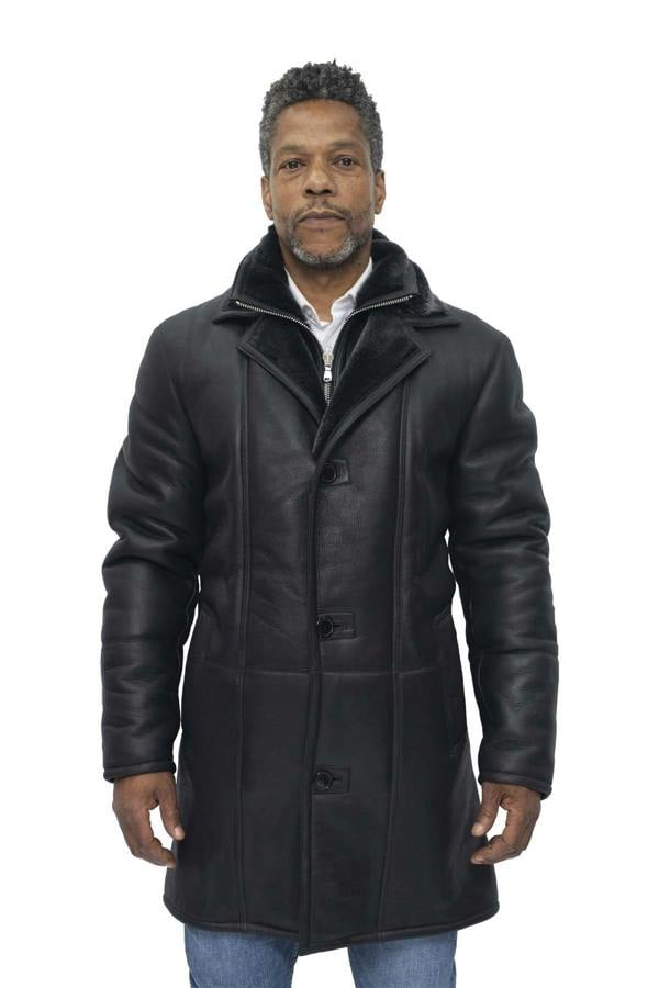 Infinity Leather Mens Warm Shearling Sheepskin Leather Coat-Ilford